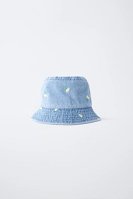 FLORAL DENIM BUCKET HAT