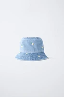 FLORAL DENIM BUCKET HAT