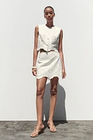 EMBROIDERED EYELET VEST TOP