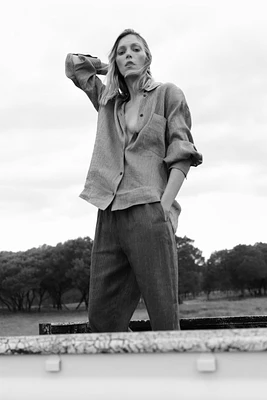 STRIPED LINEN BLEND SHIRT ZW COLLECTION