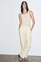 PANTALON STYLE PYJAMA EN POPELINE
