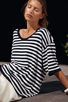 TOP OVERSIZE EN MAILLE MANCHES COURTES