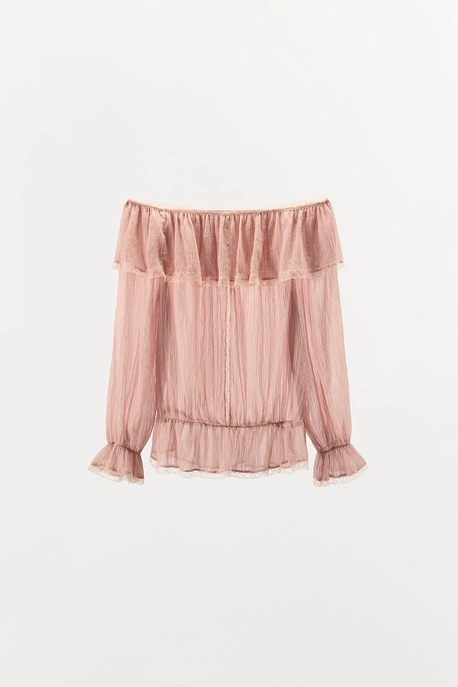 CHEMISE BAVOIR AVEC ÉPAULES DÉNUDÉES