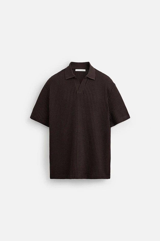 GRID TEXTURED POLO SHIRT