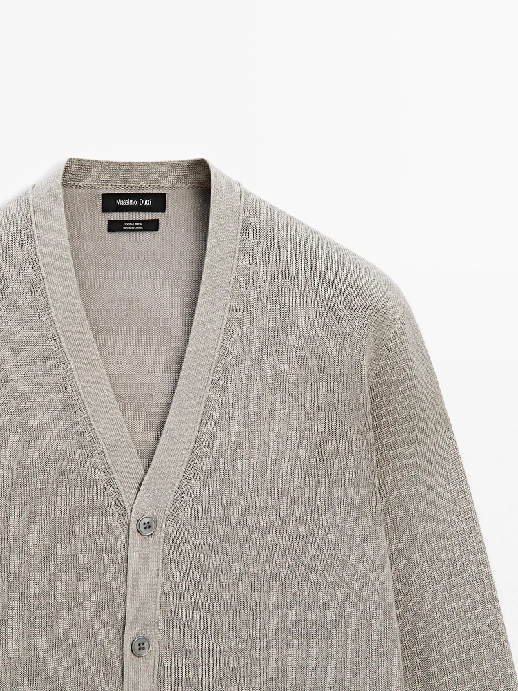 100% linen knit cardigan