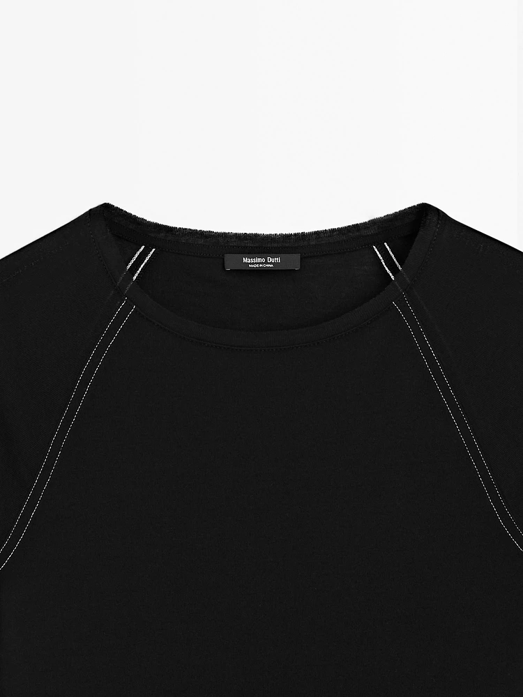 T-shirt manches courtes coutures contrastantes