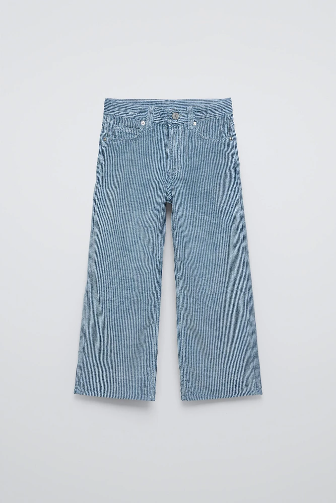 WIDE LEG CORDUROY WASHED EFFECT PANTS