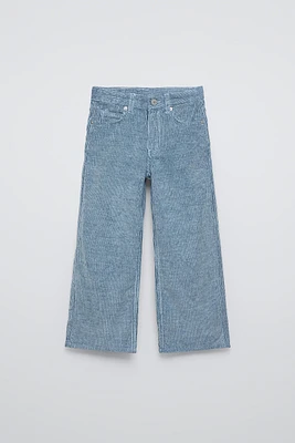 WIDE LEG CORDUROY WASHED EFFECT PANTS