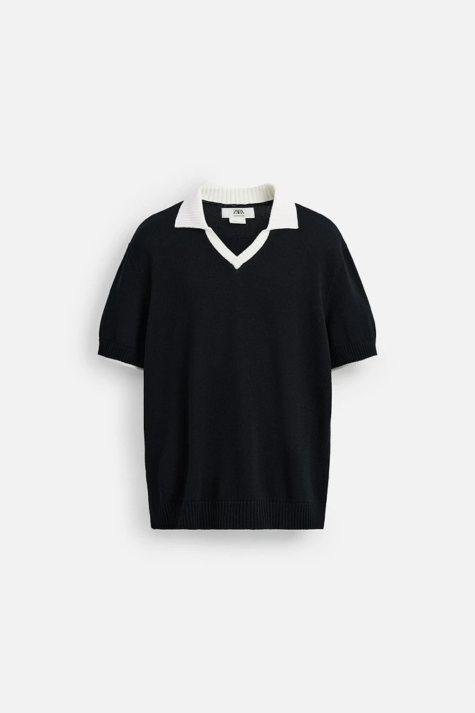 POLO EN MAILLE CONTRASTÉE