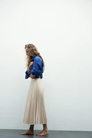 PLEATED SATIN MIDI SKIRT