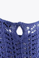 FRINGED CROCHET KNIT TOP