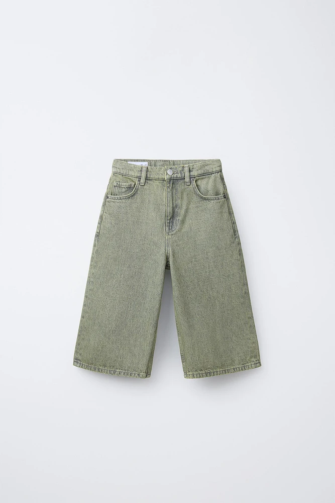 LONG BERMUDA EN DENIM EFFET DÉLAVÉ