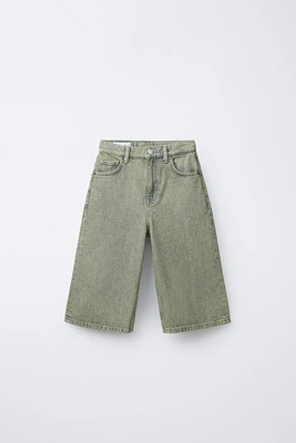 LONG BERMUDA EN DENIM EFFET DÉLAVÉ