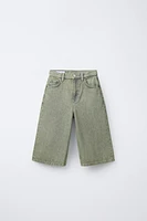 LONG BERMUDA EN DENIM EFFET DÉLAVÉ