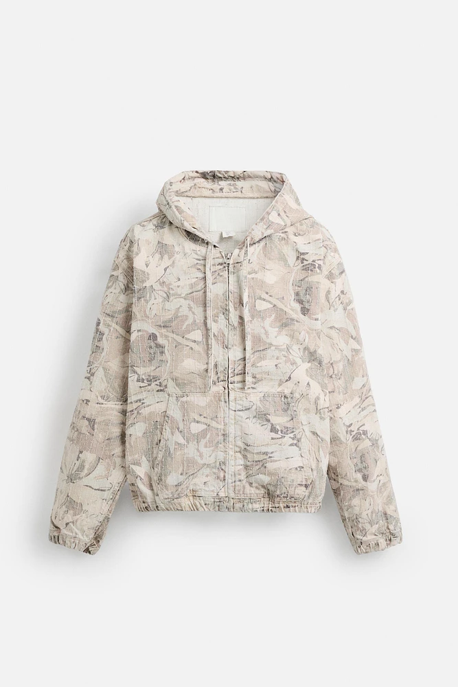 ABSTRACT PRINT DENIM JACKET