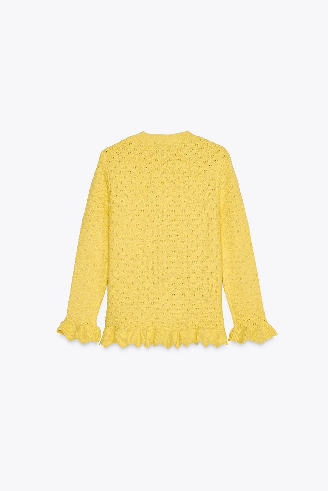 GILET EN MAILLE À VOLANTS