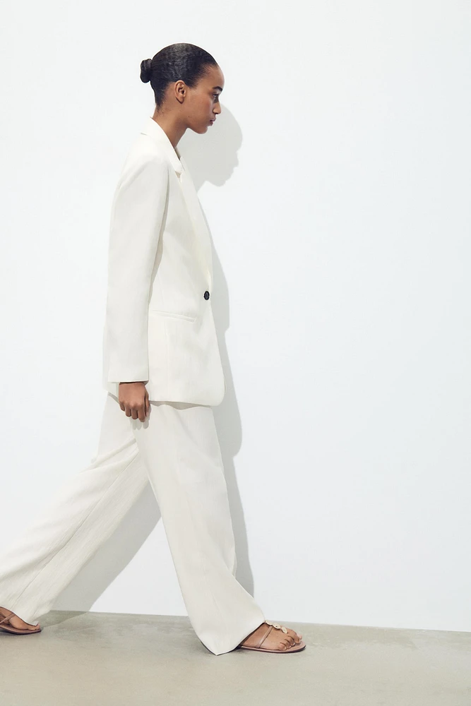 WRINKLE-LOOK STRAIGHT PANTS