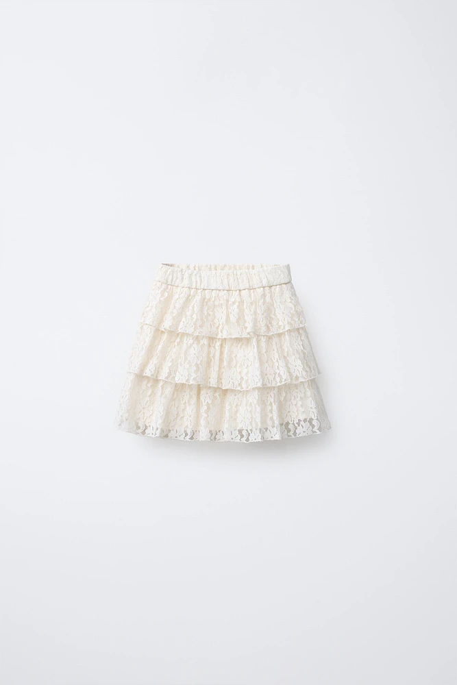 LACE RUFFLED SKIRT
