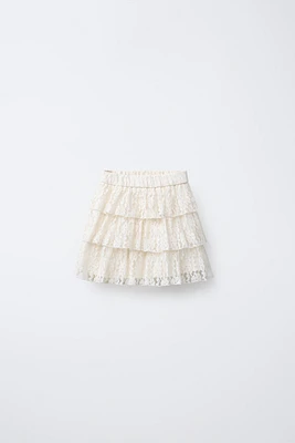 LACE RUFFLED SKIRT