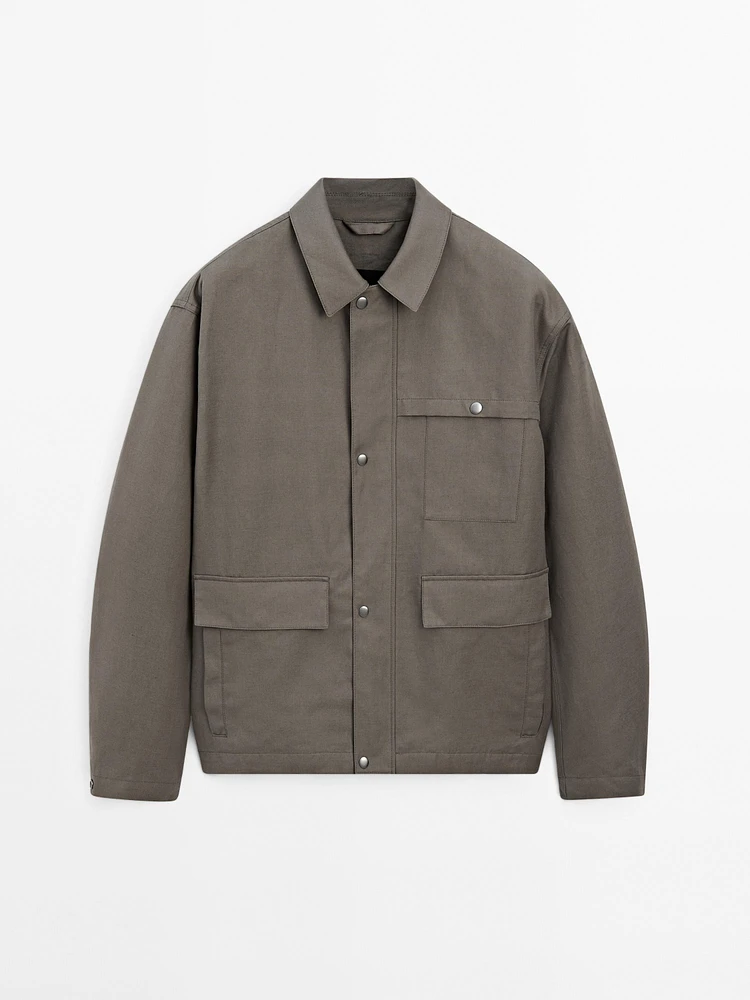 Veste avec poches coton mélangé