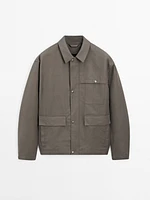 Veste avec poches coton mélangé