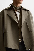 SHORT TECHNICAL FABRIC TRENCH COAT