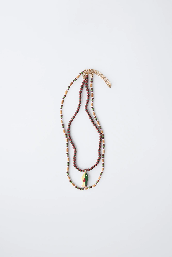 TWO-PACK OF BEADED FISH NECKLACES