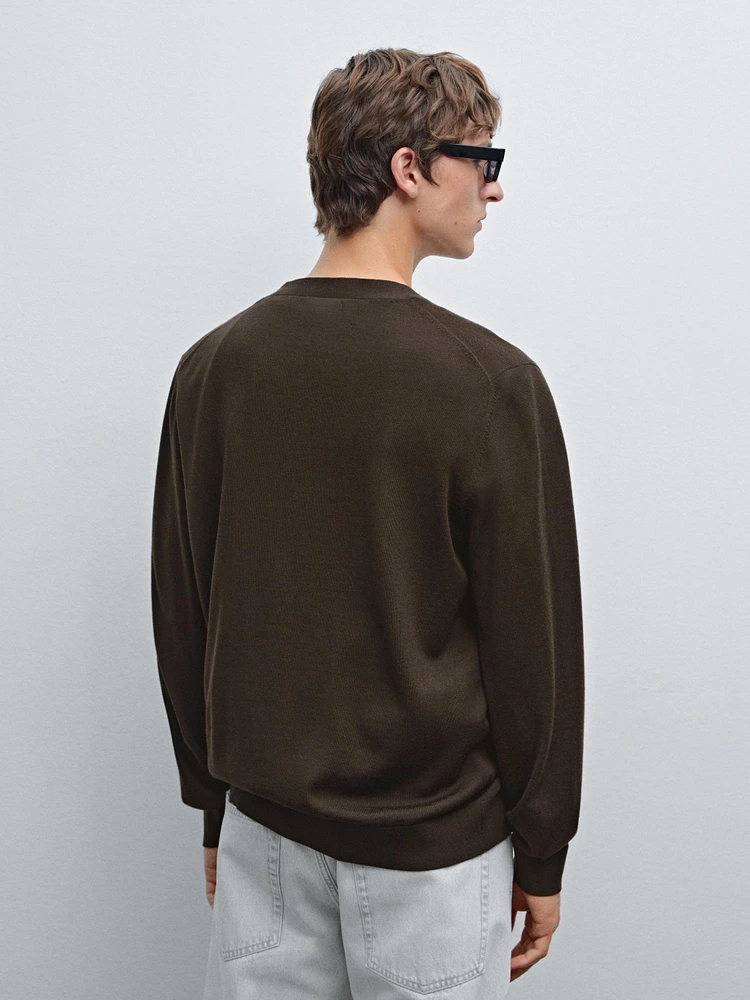 100% merino wool knit cardigan