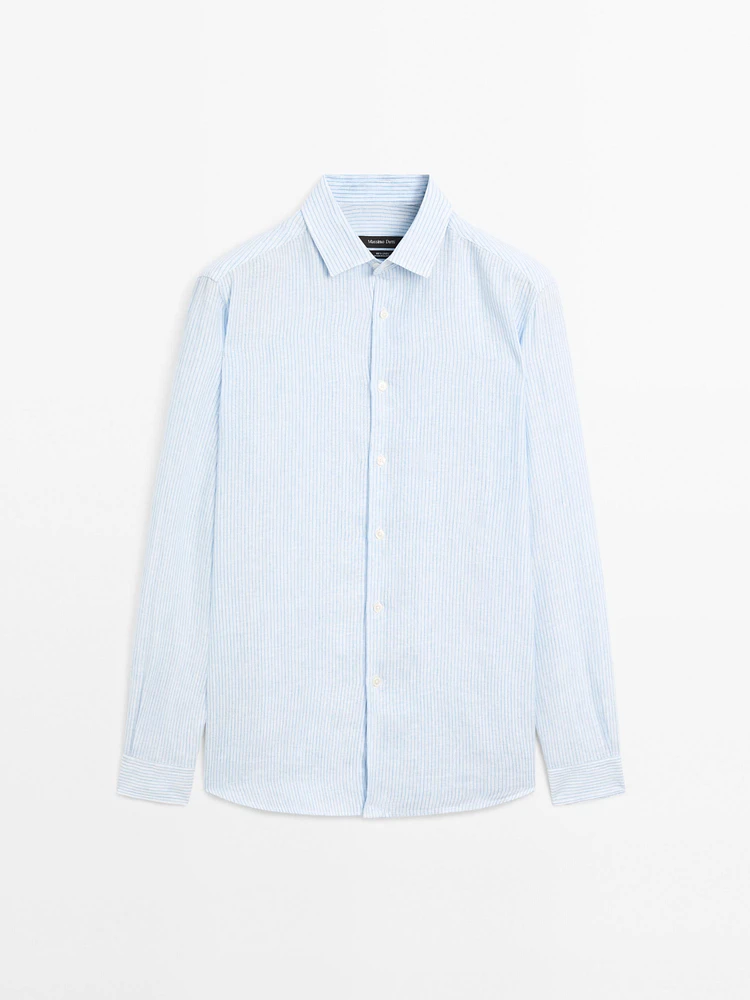 Chemise slim à rayures 100 % lin