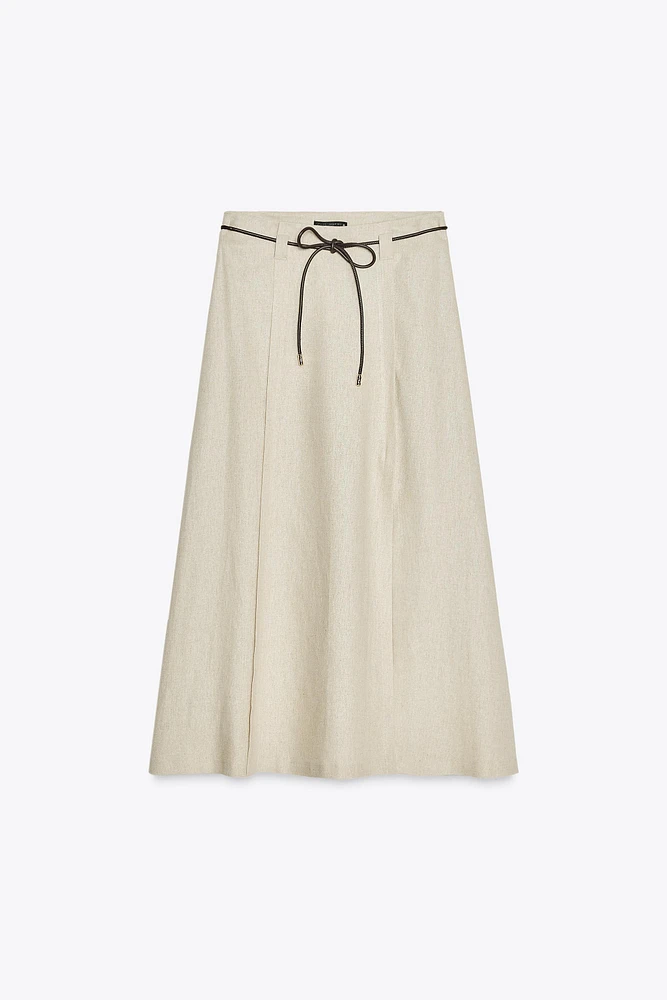 LINEN MIDI SKIRT