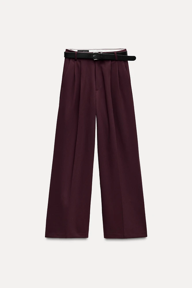 DOUBLE PLEAT BELTED PANTS