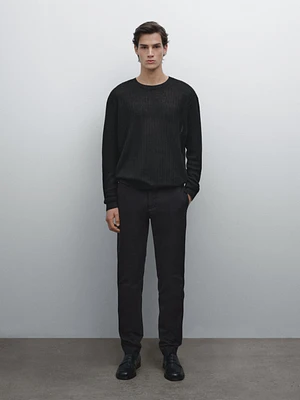 Pantalon slim en coton mélang