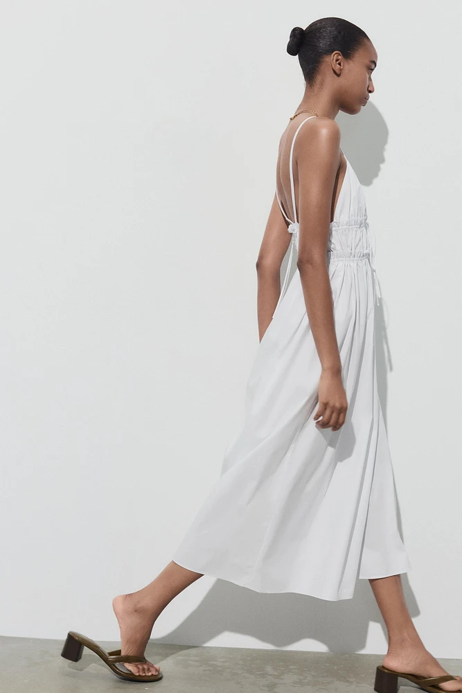POPLIN MIDI DRESS WITH STRAPS
