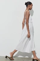 POPLIN MIDI DRESS WITH STRAPS