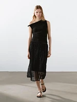 Draped cotton top with knot detail