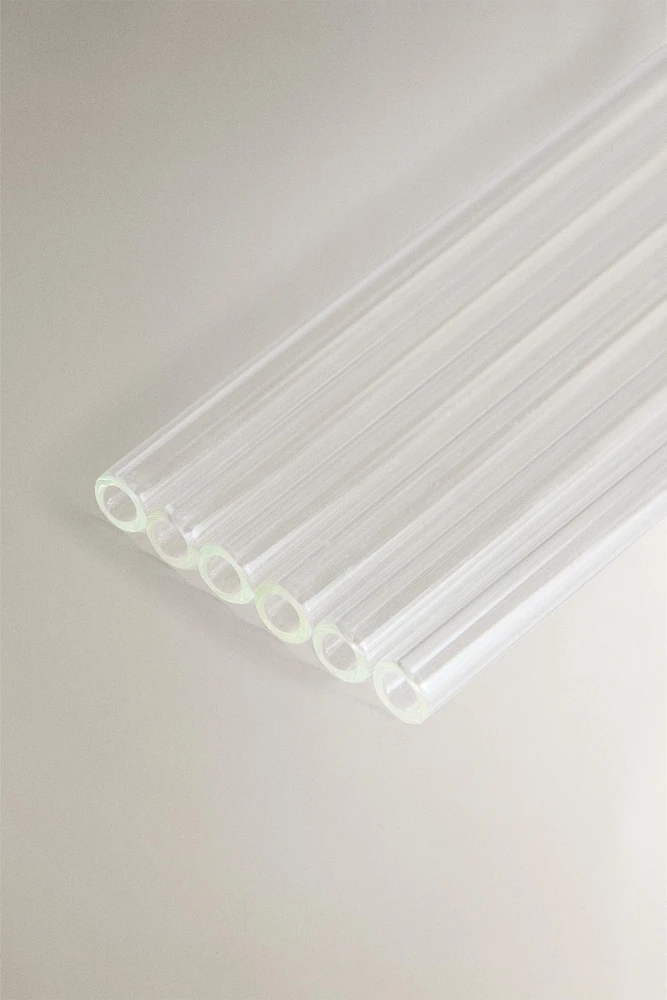 SET OF FLORAL BOROSILICATE GLASS STRAWS (SET OF 6)