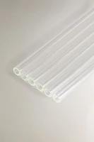 SET OF FLORAL BOROSILICATE GLASS STRAWS (SET OF 6)