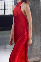 HALTER SATIN EFFECT DRESS