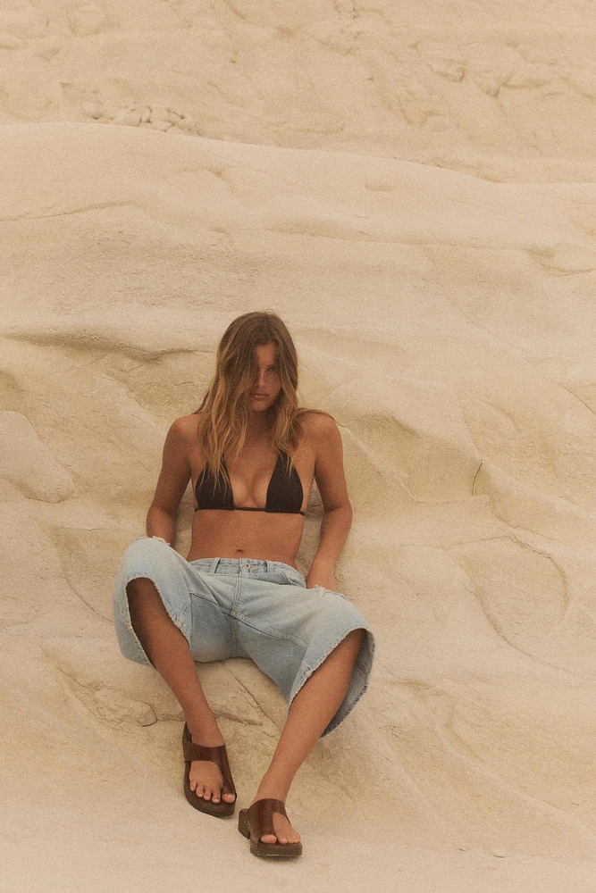 SANDALES PLATEFORMES EN CUIR