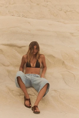 SANDALES PLATEFORMES EN CUIR