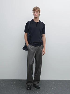 Cotton blend knit polo shirt