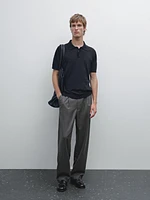 Cotton blend knit polo shirt