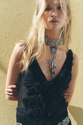 COLLIER CHOKER FLEURS CHARMS