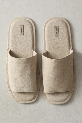 LINEN SLIDER SLIPPERS