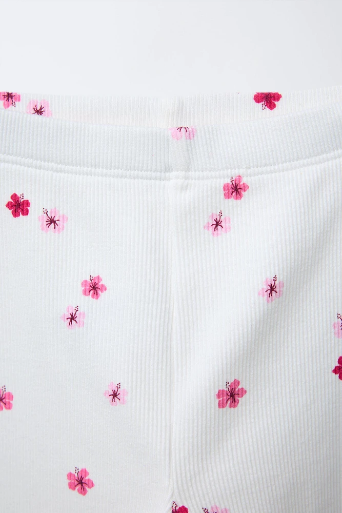 LOT DE DEUX LEGGINGS RIB IMPRIMÉ FLEURS