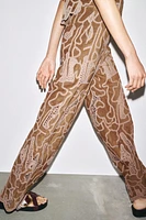 FAUX SUEDE CROCHET PANTS