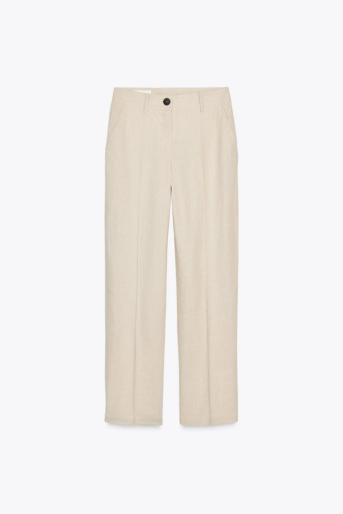 PANTALON DROIT AVEC LIN