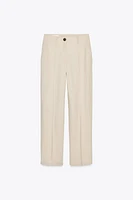 LINEN BLEND STRAIGHT PANTS