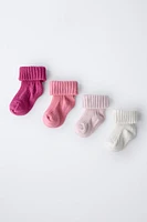 LOT DE QUATRE PAIRES CHAUSSETTES COULEURS