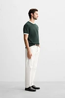 BASIC RIBBED CONTRAST T-SHIRT